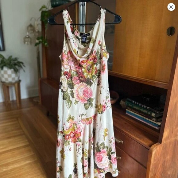 Y2K Whimsical Floral Beaded Sequin Fairycore Dress | L | EVC | Asymmetric Hem - Picture 2 of 7